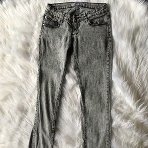 Black gray acid wash stretchy skinny jeans